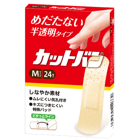 祐徳薬品工業カットバン半透明タイプMサイズ24枚のパッケージ写真